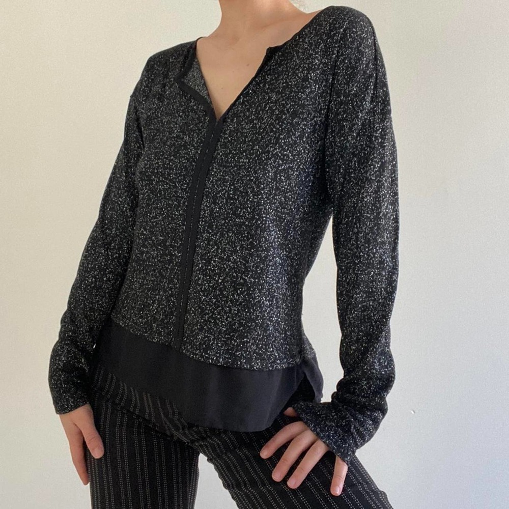 Shiny black knit sweater brand sanctuary